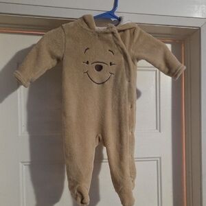 Cozy Beige Hooded Baby Footed One-Piece with Smiling Face